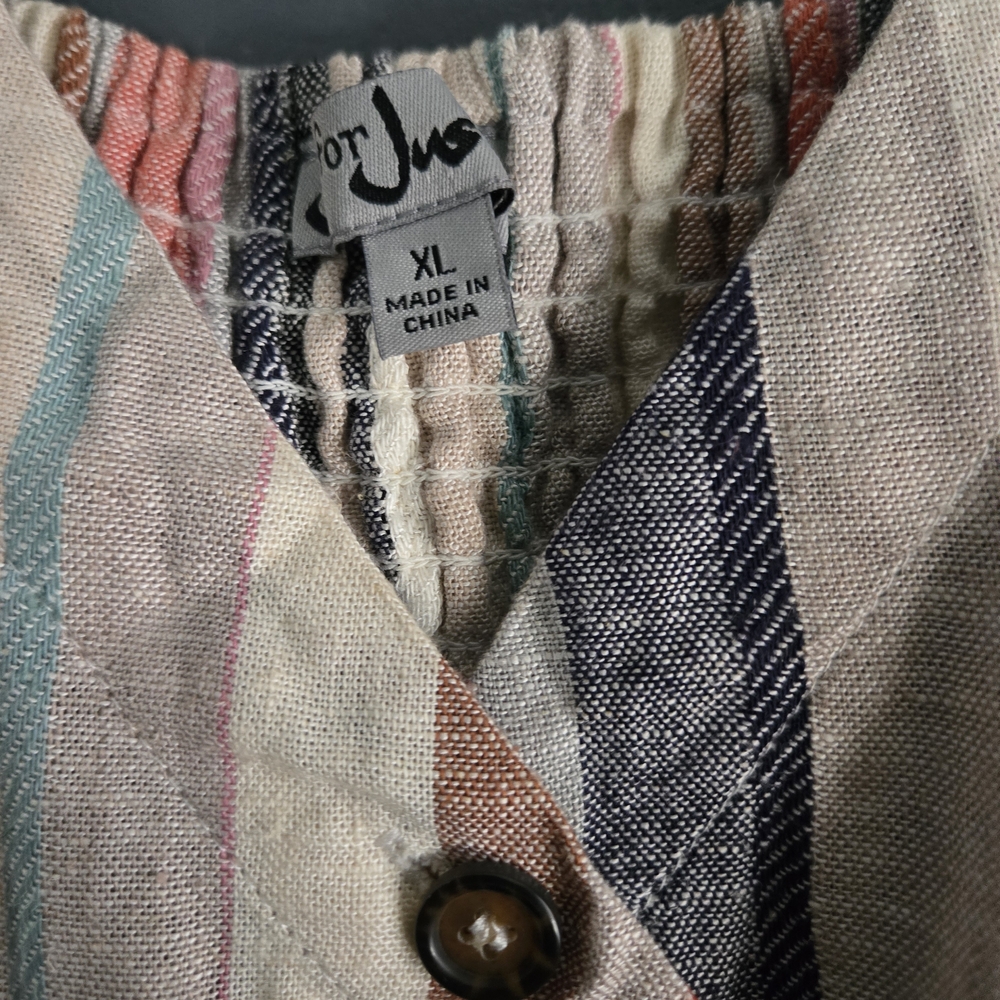 J for Justify Women's XL Striped Linen Blend Dress - Picture 3 of 6